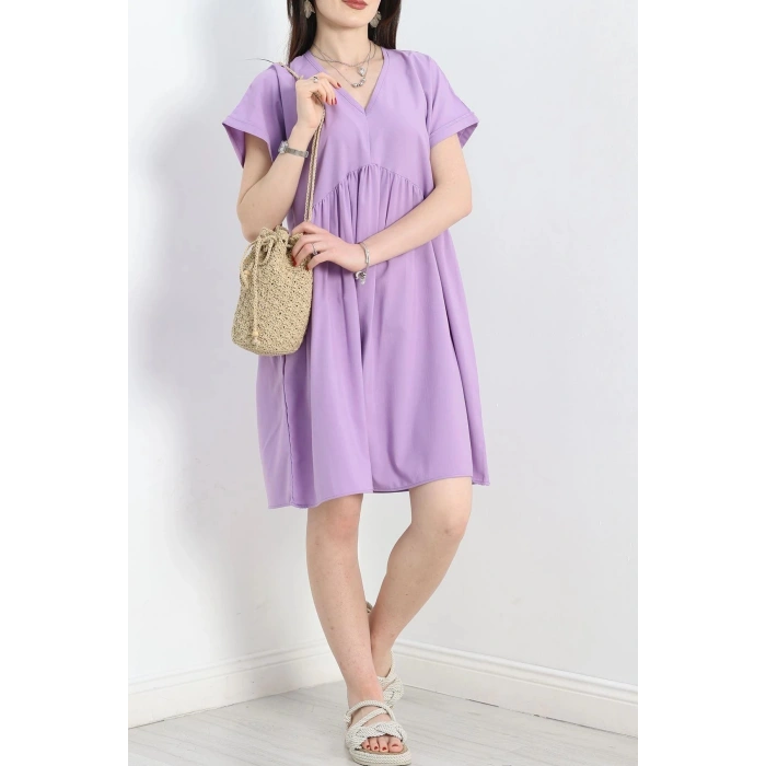 Poplin Kumaş Elbise Lila - 40978.701.