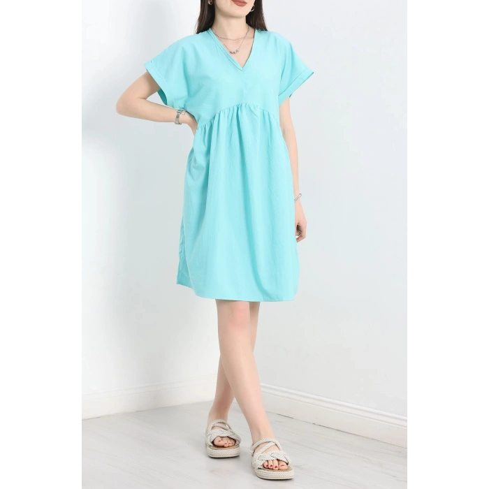 Poplin Kumaş Elbise Turkuaz - 40978.701.