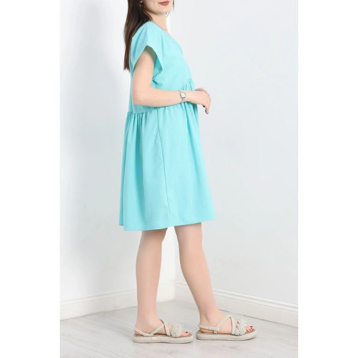 Poplin Kumaş Elbise Turkuaz - 40978.701.