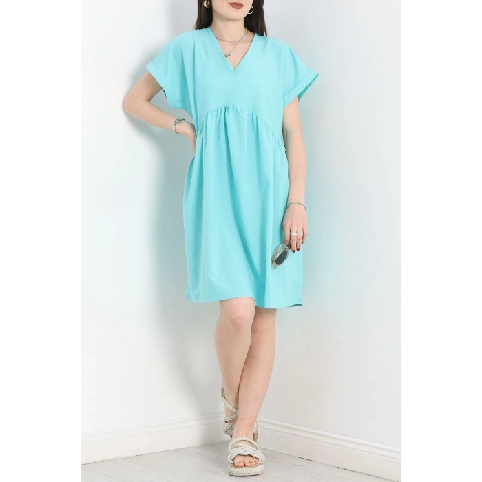 Poplin Kumaş Elbise Turkuaz - 40978.701.
