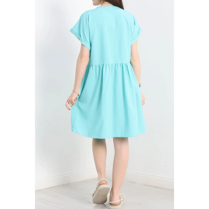 Poplin Kumaş Elbise Turkuaz - 40978.701.