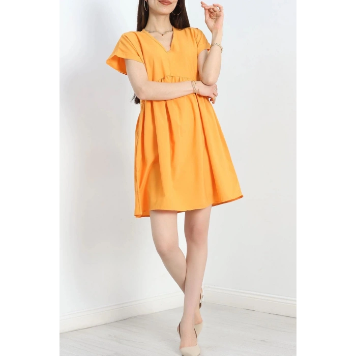 Poplin Kumaş Elbise Turuncu - 40978.701.