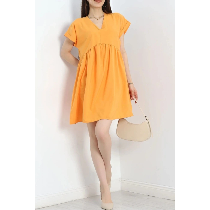 Poplin Kumaş Elbise Turuncu - 40978.701.