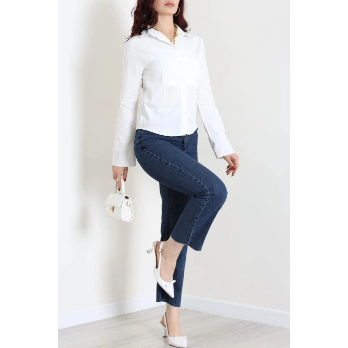 Poplin Kumaş Fit Gömlek Beyaz - 44008.2118.