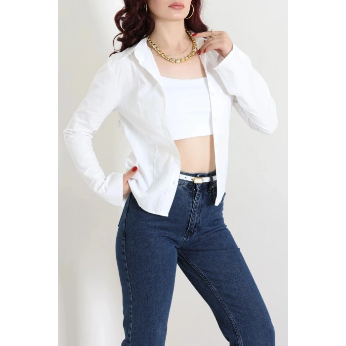 Poplin Kumaş Fit Gömlek Beyaz - 44008.2118.