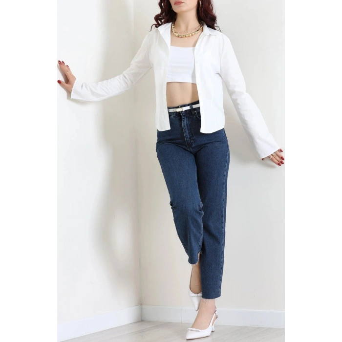 Poplin Kumaş Fit Gömlek Beyaz - 44008.2118.