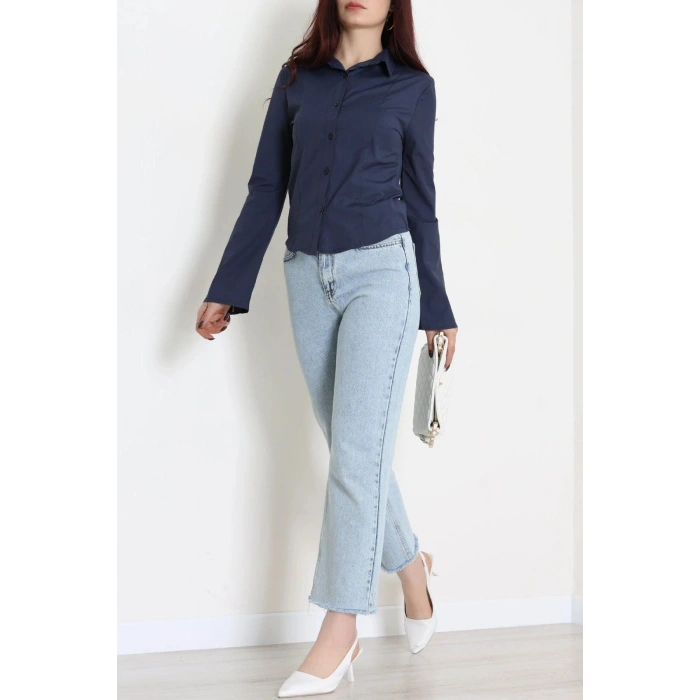 Poplin Kumaş Fit Gömlek Lacivert - 44008.2118.