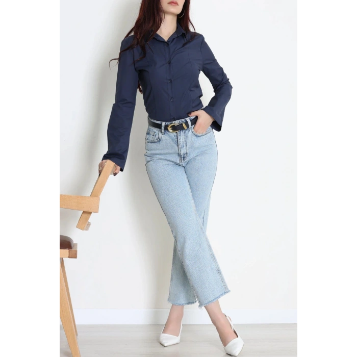 Poplin Kumaş Fit Gömlek Lacivert - 44008.2118.