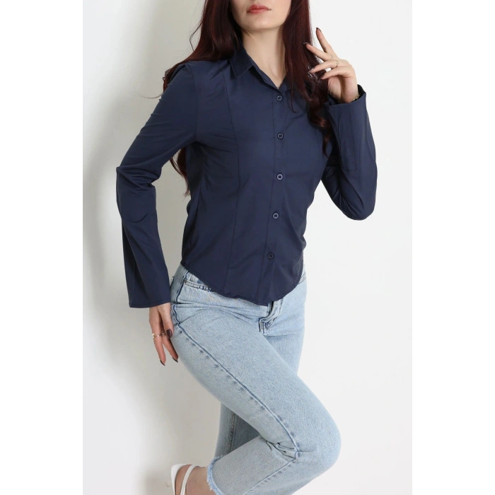 Poplin Kumaş Fit Gömlek Lacivert - 44008.2118.