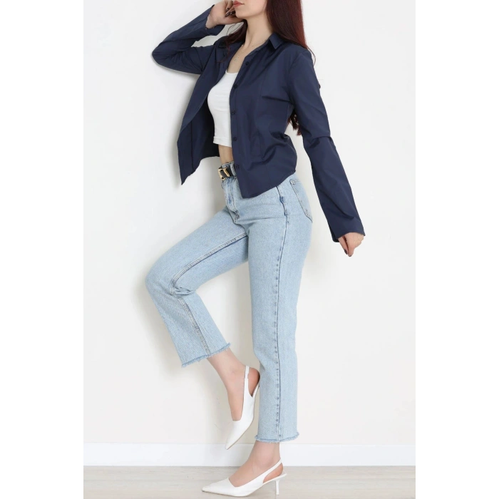 Poplin Kumaş Fit Gömlek Lacivert - 44008.2118.