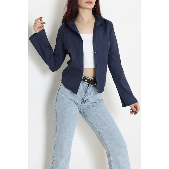 Poplin Kumaş Fit Gömlek Lacivert - 44008.2118.
