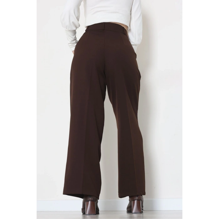Premium Pileli Palazzo Pantolon Acıkahve - 51609.683.