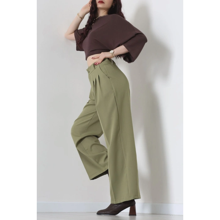 Premium Pileli Palazzo Pantolon Çağla - 51609.683.