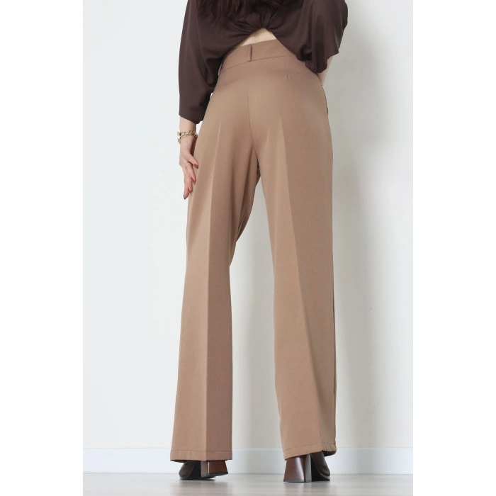 Premium Pileli Palazzo Pantolon Latte - 51609.683.