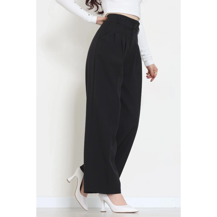 Premium Pileli Palazzo Pantolon Siyah - 51609.683.