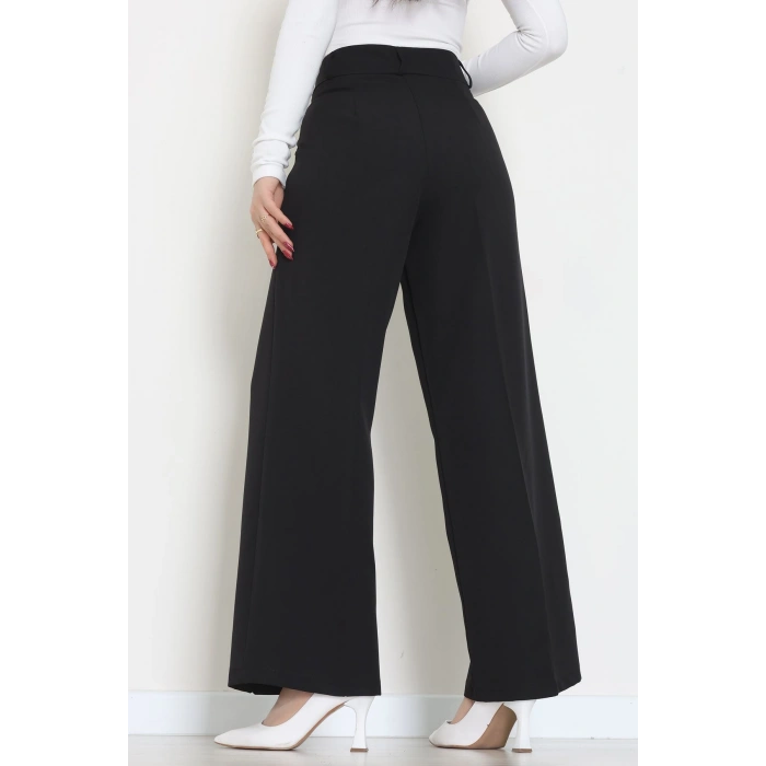 Premium Pileli Palazzo Pantolon Siyah - 51609.683.