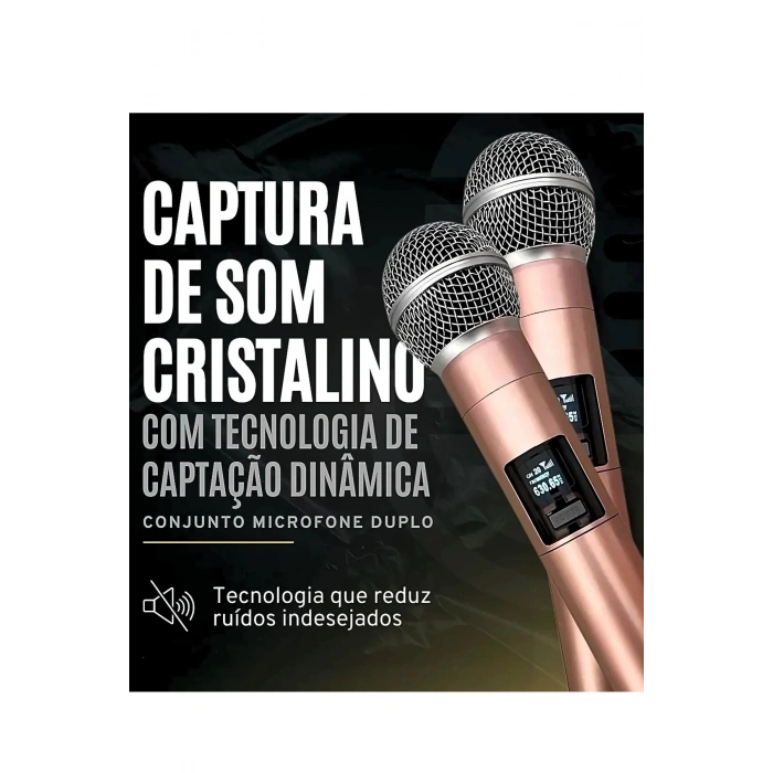 Profesyonel Çiftli Kablosuz Mikrofon Seti Karaoke Şarj Edilebilir 50 Metre Mesafe Rose