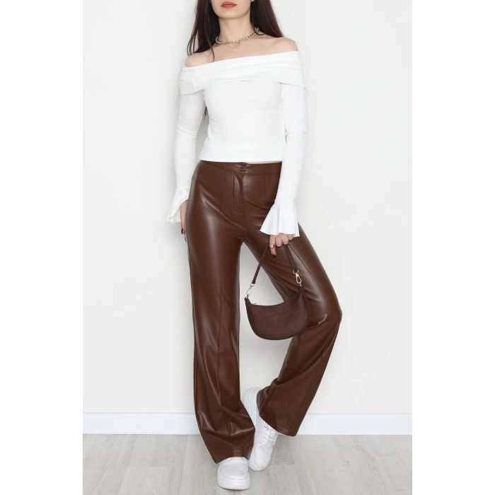 Pu Deri Çımalı Pantolon Kahve - 51099.1779.