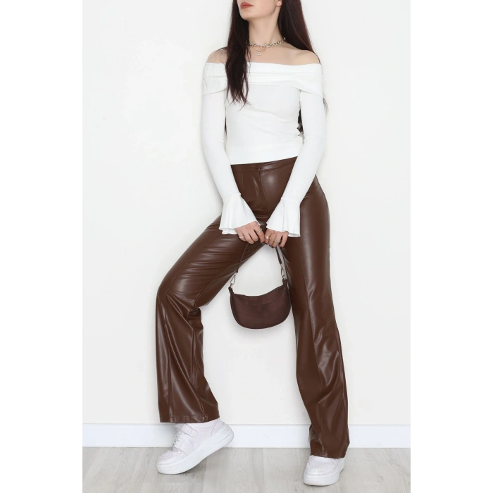 Pu Deri Çımalı Pantolon Kahve - 51099.1779.