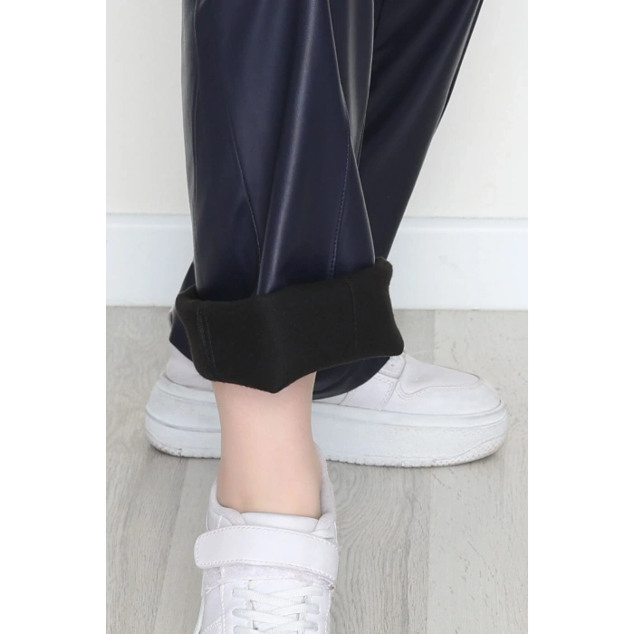 Pu Deri Çımalı Pantolon Lacivert - 51099.1779.