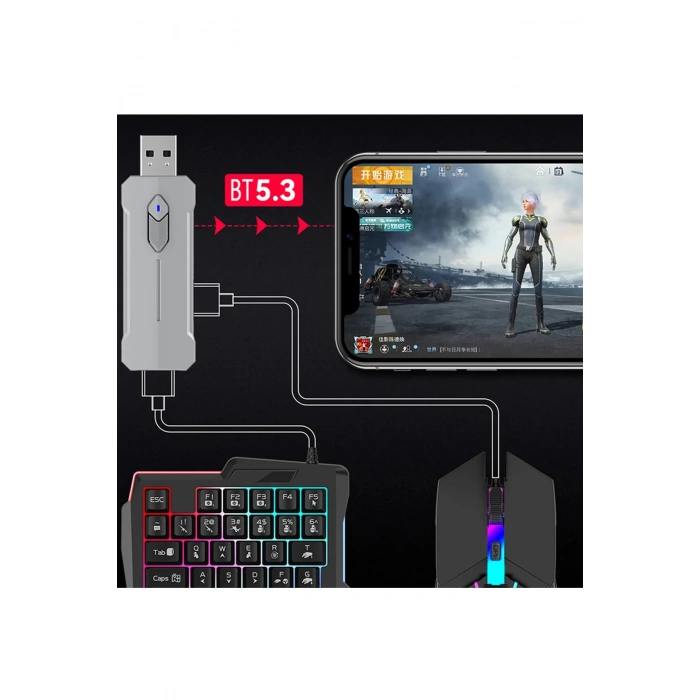 Pubg Mobil Oyun Kiti 5in1 Bt5.3 Klavye Mouse Dönüştürücü Seti Pugb Seti
