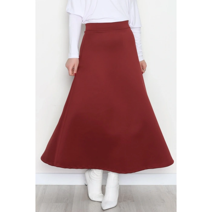 Puf Scuba Kumaş Uzun Etek Bordo - 51104.1355.