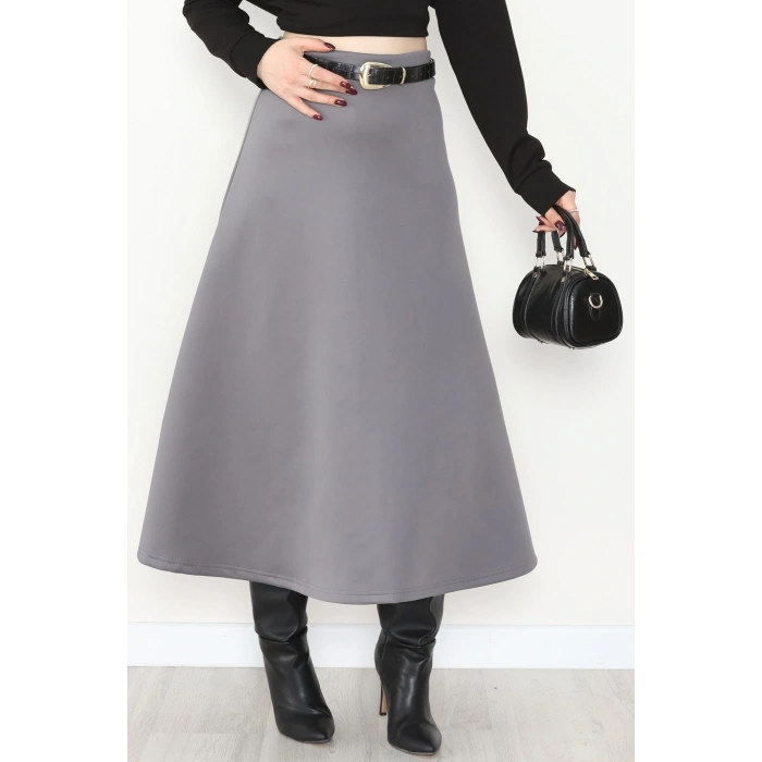 Puf Scuba Kumaş Uzun Etek Gri - 51104.1355.