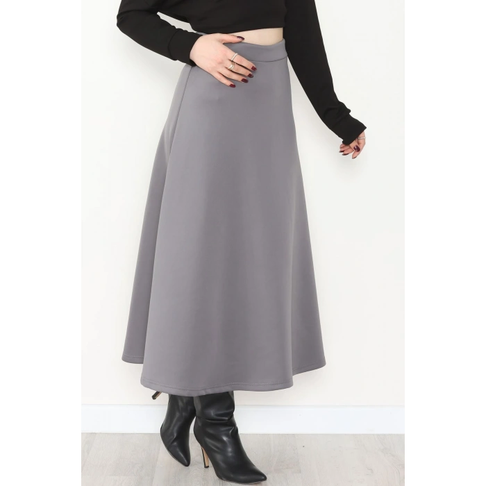 Puf Scuba Kumaş Uzun Etek Gri - 51104.1355.