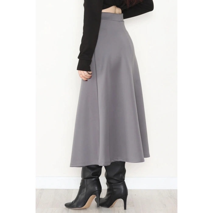 Puf Scuba Kumaş Uzun Etek Gri - 51104.1355.