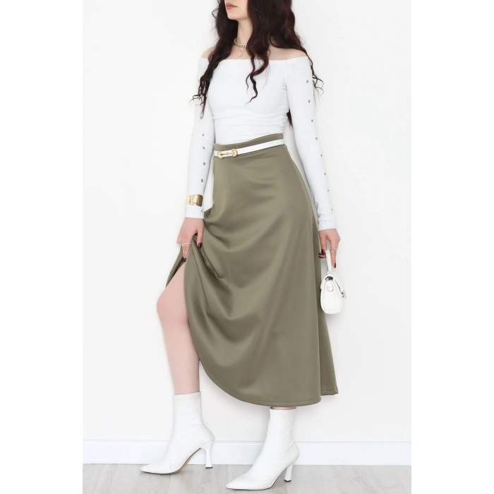 Puf Scuba Kumaş Uzun Etek Haki - 51104.1355.