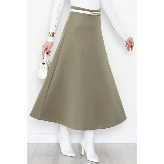 Puf Scuba Kumaş Uzun Etek Haki - 51104.1355.