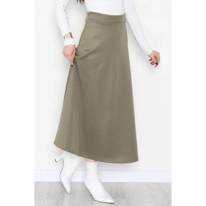 Puf Scuba Kumaş Uzun Etek Haki - 51104.1355.