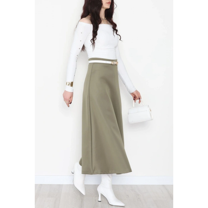 Puf Scuba Kumaş Uzun Etek Haki - 51104.1355.