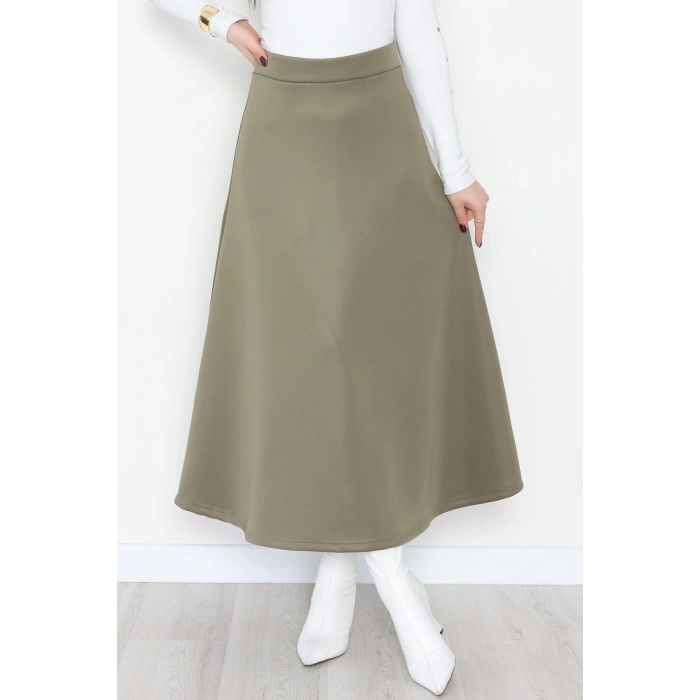 Puf Scuba Kumaş Uzun Etek Haki - 51104.1355.