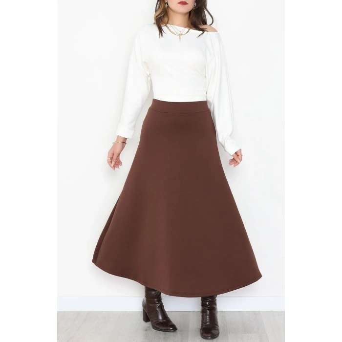 Puf Scuba Kumaş Uzun Etek Kahve - 51104.1355.