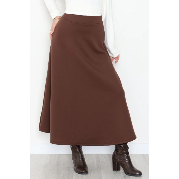 Puf Scuba Kumaş Uzun Etek Kahve - 51104.1355.