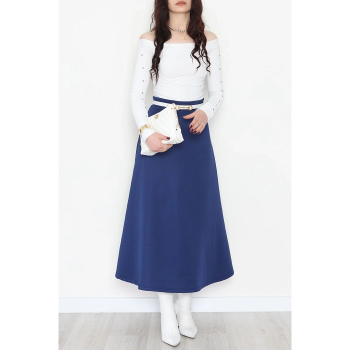 Puf Scuba Kumaş Uzun Etek Mavi - 51104.1355.