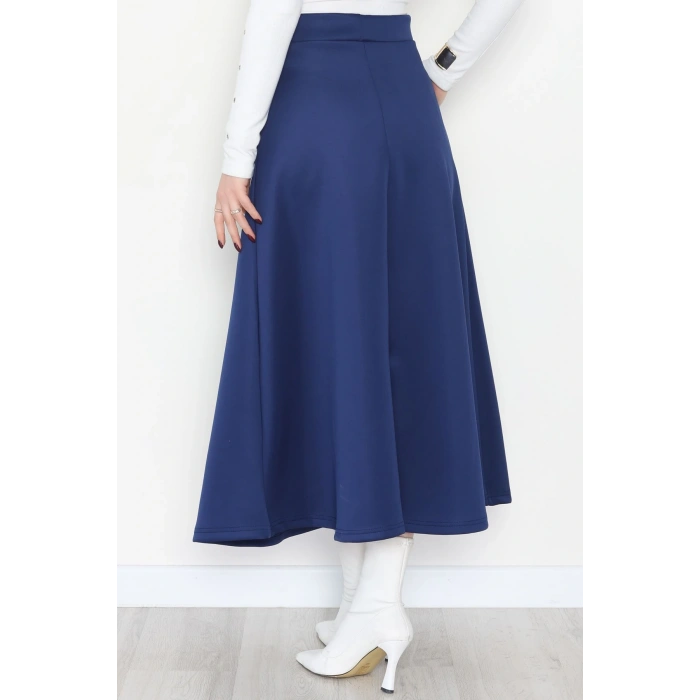 Puf Scuba Kumaş Uzun Etek Mavi - 51104.1355.