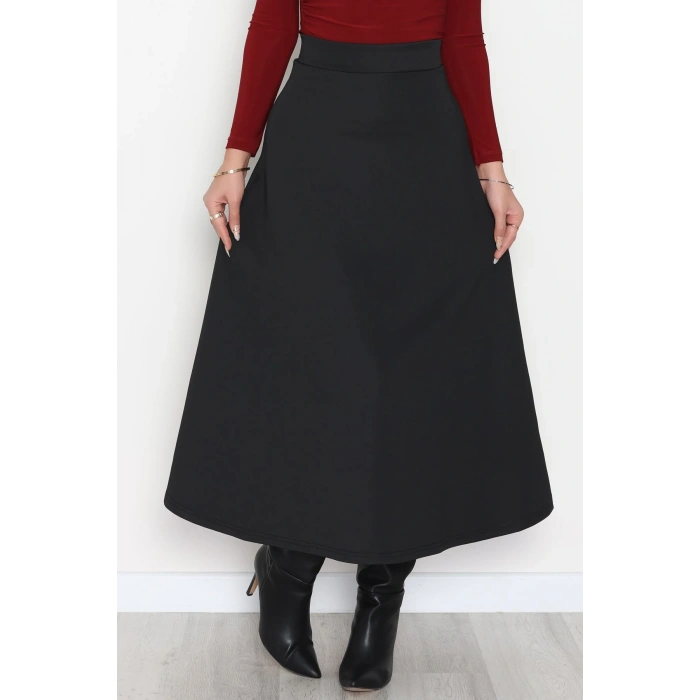 Puf Scuba Kumaş Uzun Etek Siyah - 51104.1355.