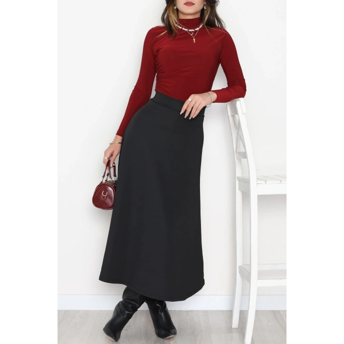 Puf Scuba Kumaş Uzun Etek Siyah - 51104.1355.