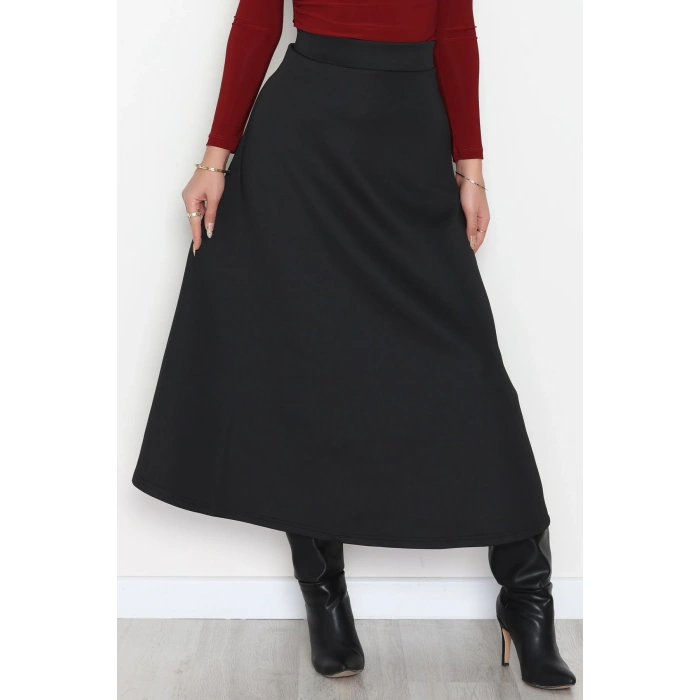 Puf Scuba Kumaş Uzun Etek Siyah - 51104.1355.