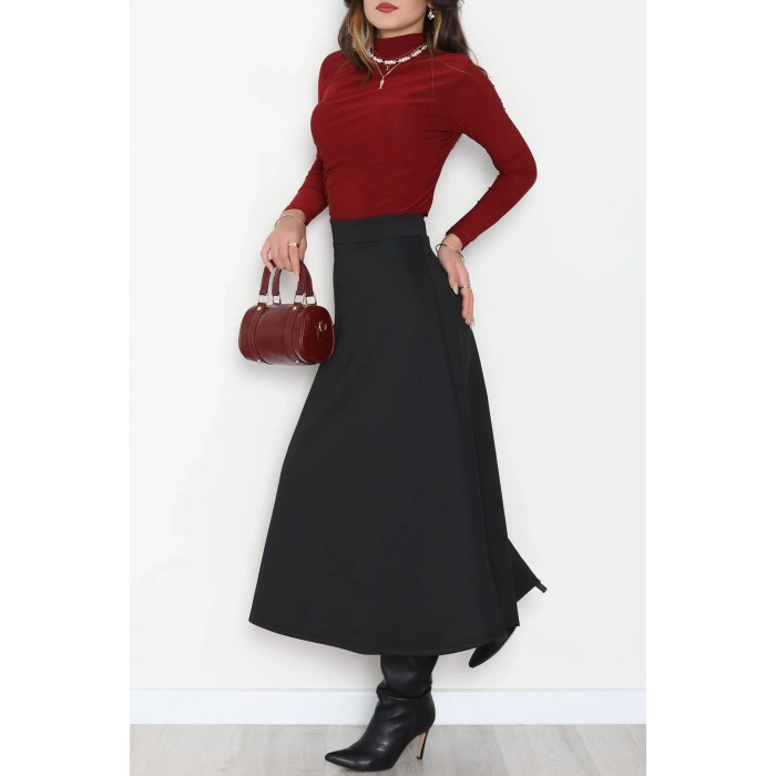 Puf Scuba Kumaş Uzun Etek Siyah - 51104.1355.