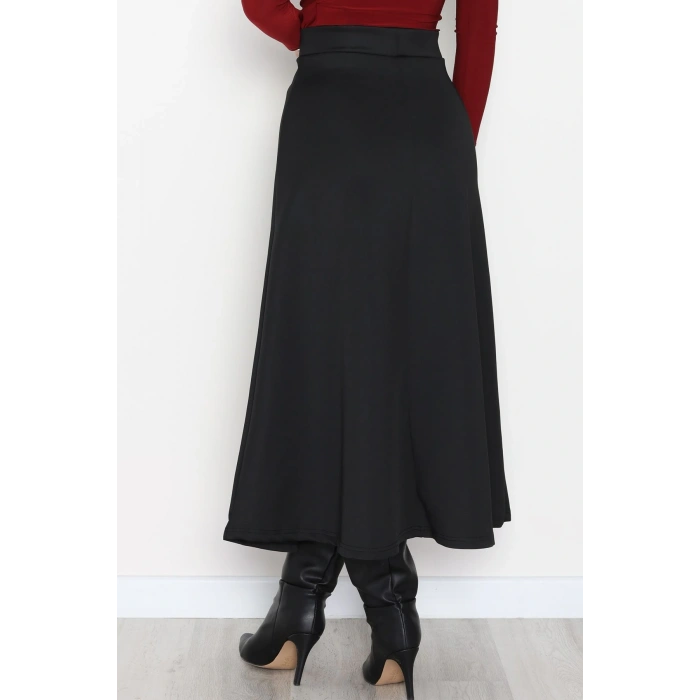 Puf Scuba Kumaş Uzun Etek Siyah - 51104.1355.