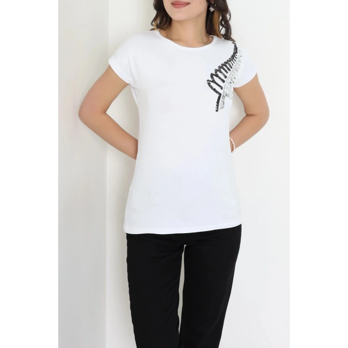 Pul Detaylı Bluz Beyaz - 43996.599.