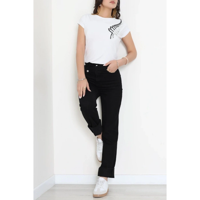 Pul Detaylı Bluz Beyaz - 43996.599.