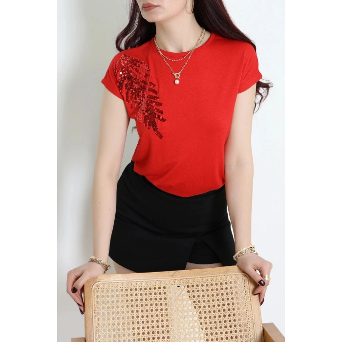 Pul Detaylı Bluz Kırmızı - 44007.599.