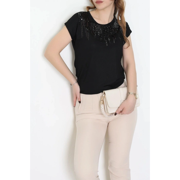 Pul Detaylı Bluz Siyah - 44003.599.
