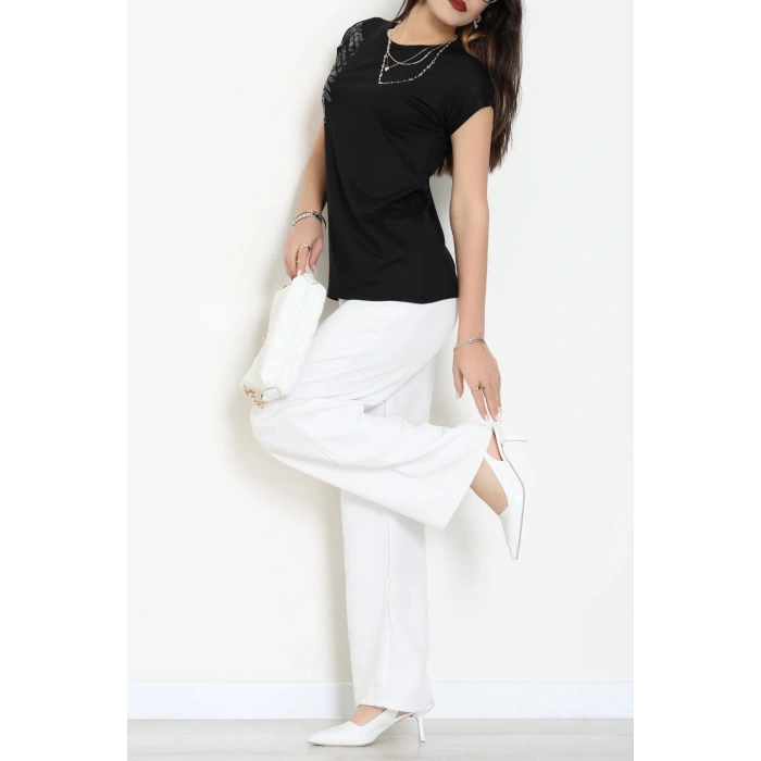 Pul Detaylı Bluz Siyah - 44007.599.