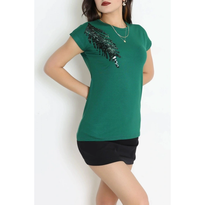 Pul Detaylı Bluz Yeşil - 44007.599.
