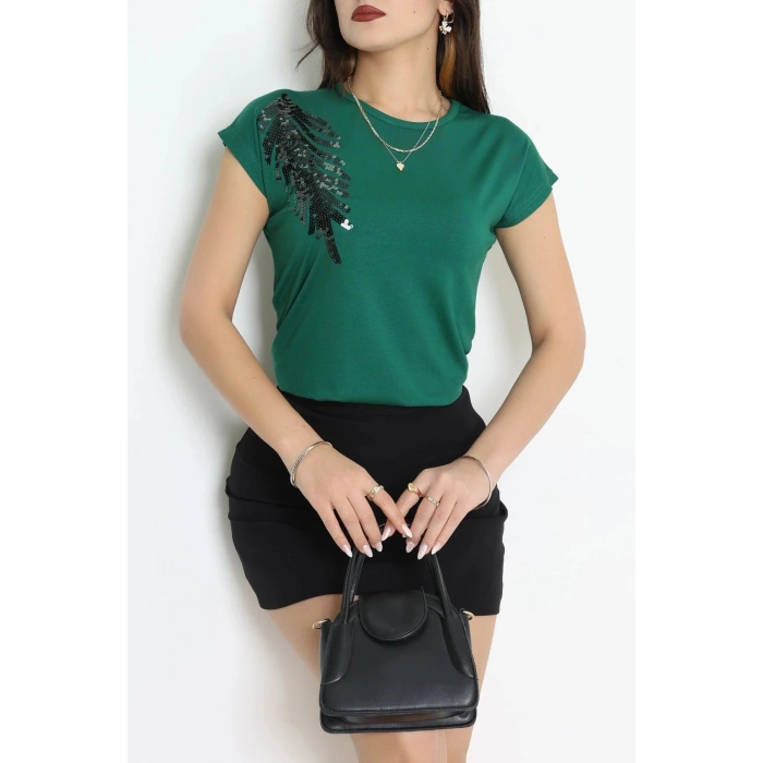 Pul Detaylı Bluz Yeşil - 44007.599.
